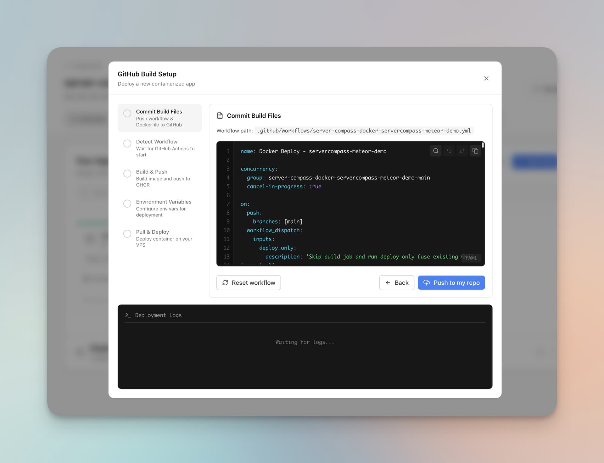 Server Compass GitHub Actions integration for automated deployments