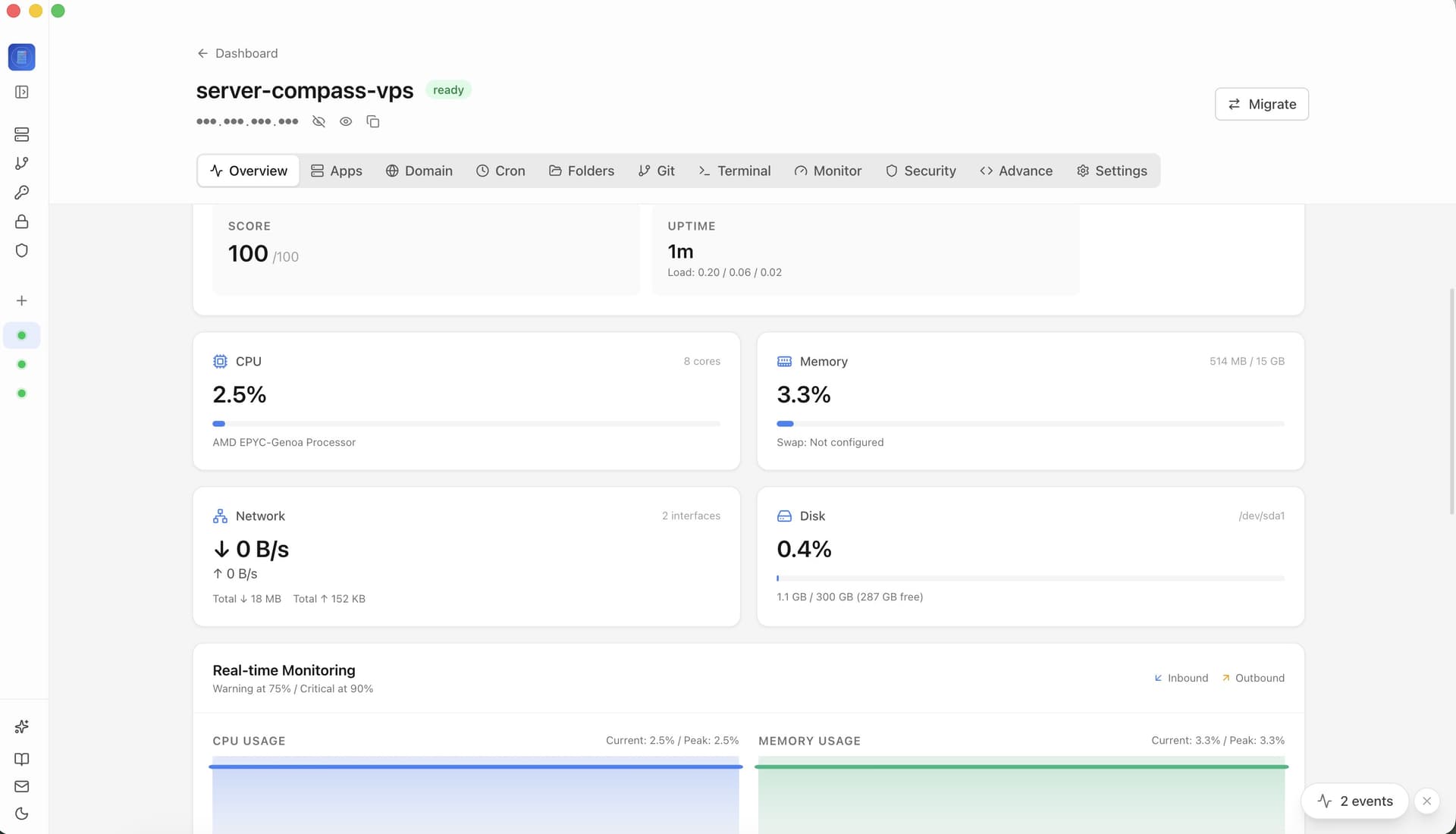 VPS control panel comparison - server management dashboard