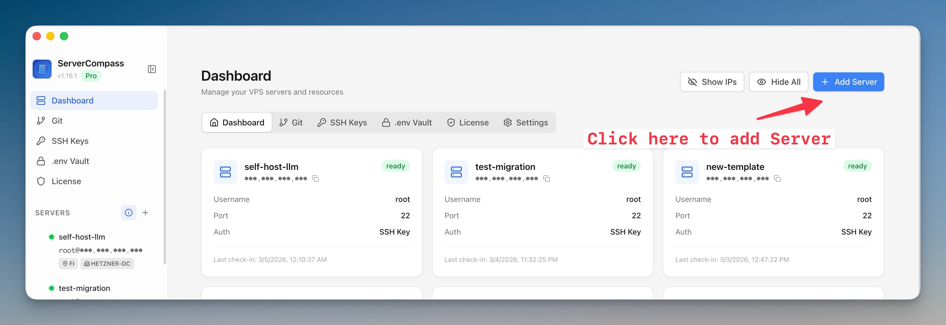 Click Add Server button in Server Compass