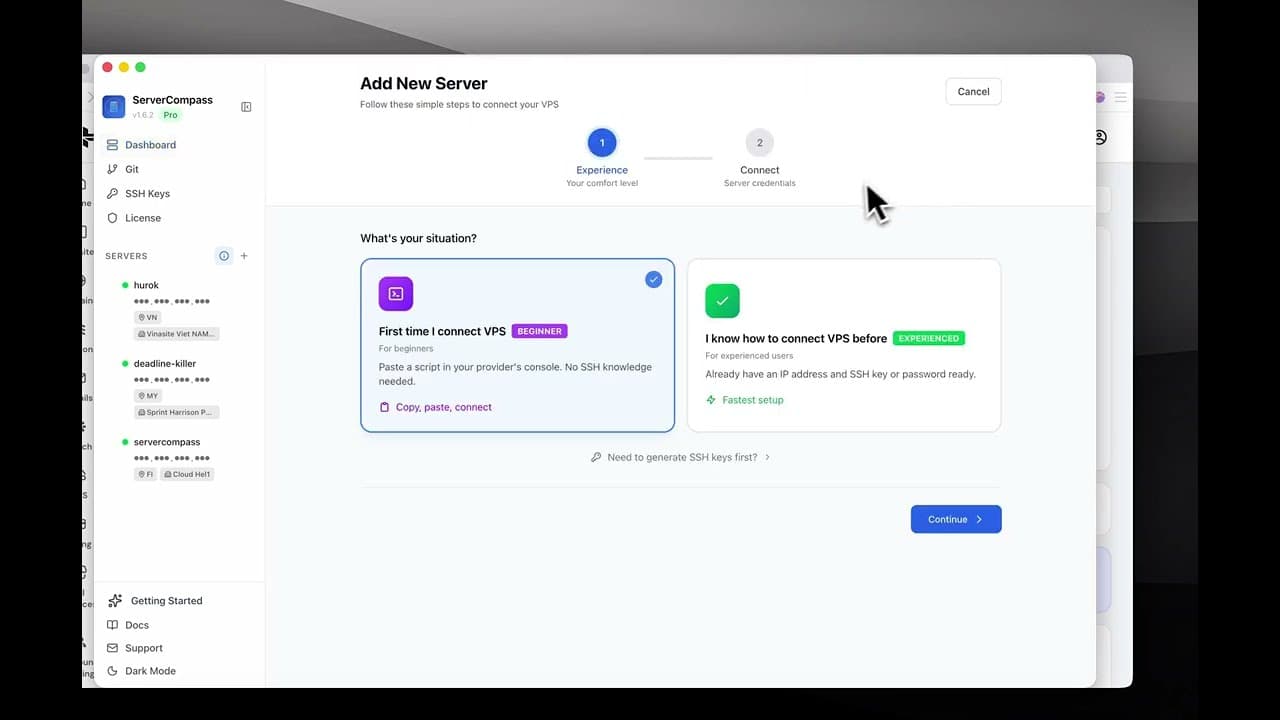 How to connect your VPS with Server Compass