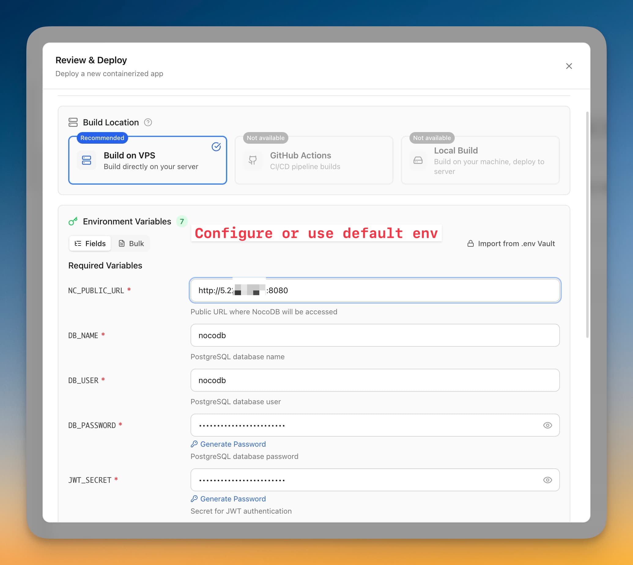Review and deploy configuration