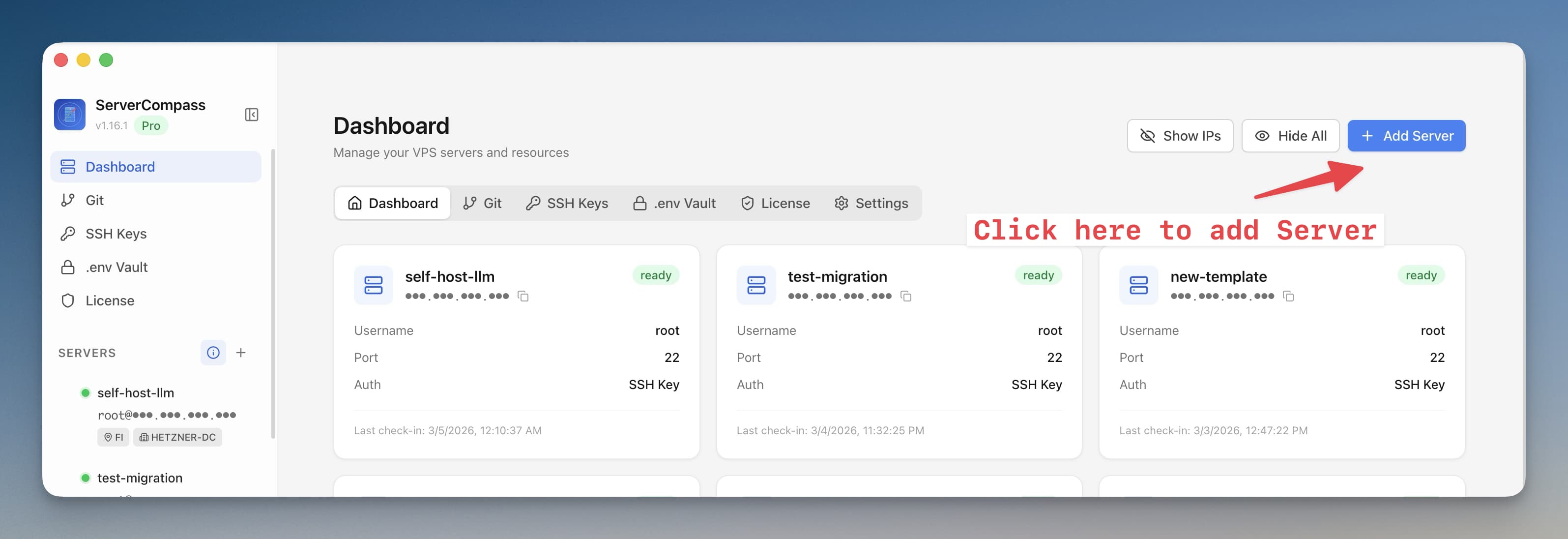 Add Server button in Server Compass