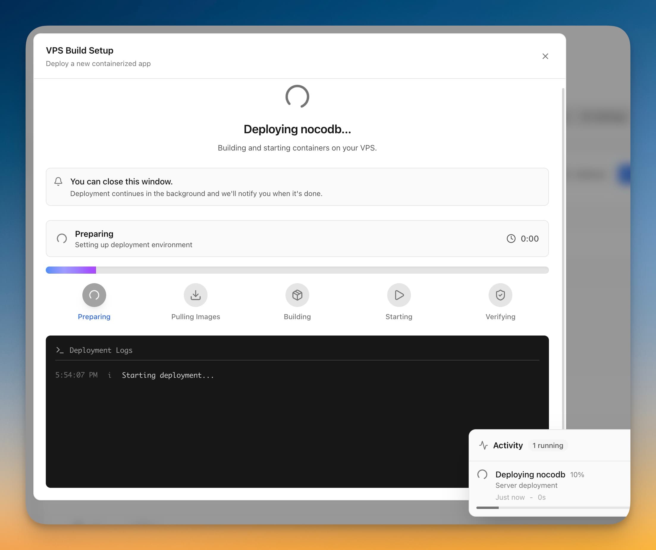NocoDB deployment in progress