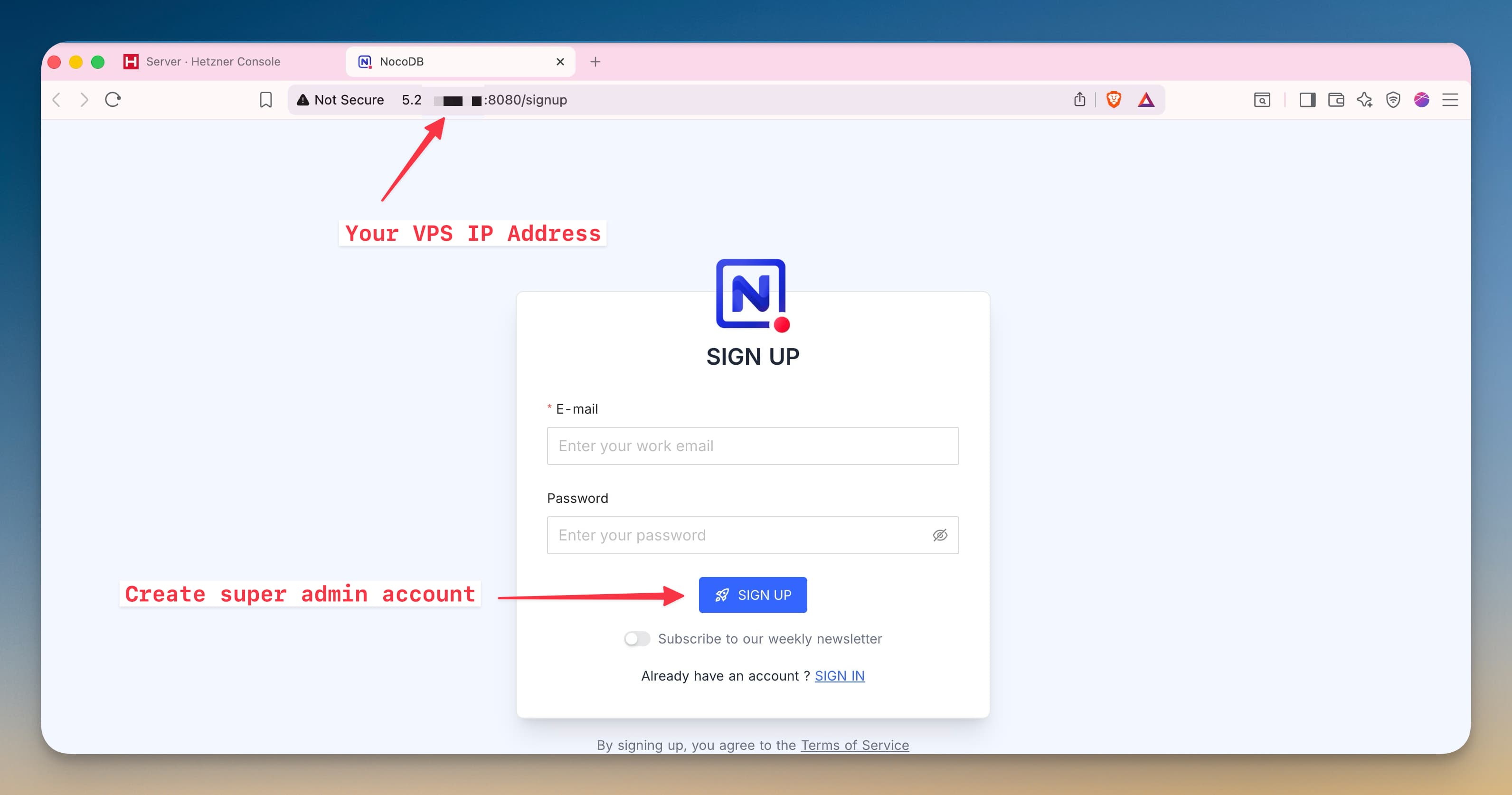 Deploy NocoDB with Docker on Ubuntu on Hetzner Cloud
