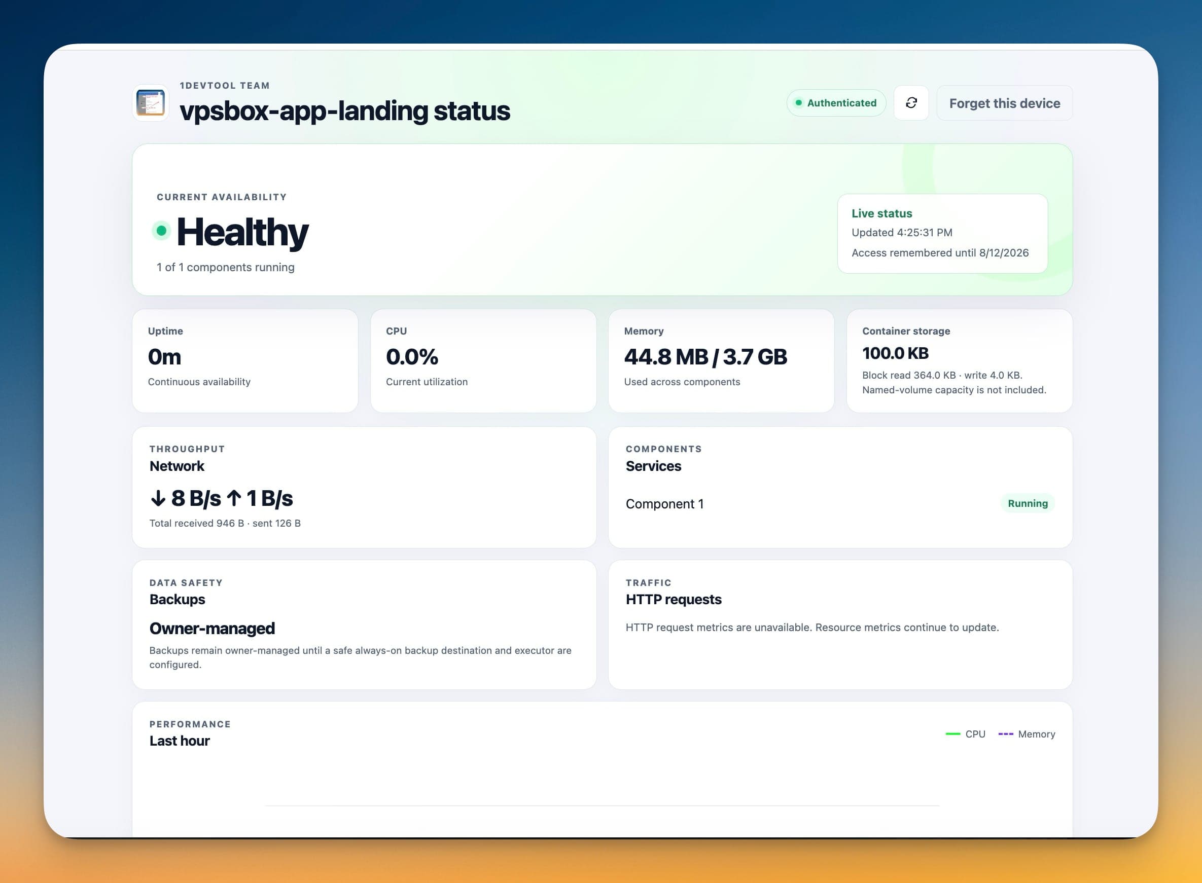 Give clients a private status page for their app